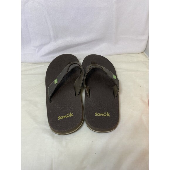 Sanuk Men's Flip Flops Sandals Shoes size 6/7 Brown Thongs Open Toe - Picture 3 of 6